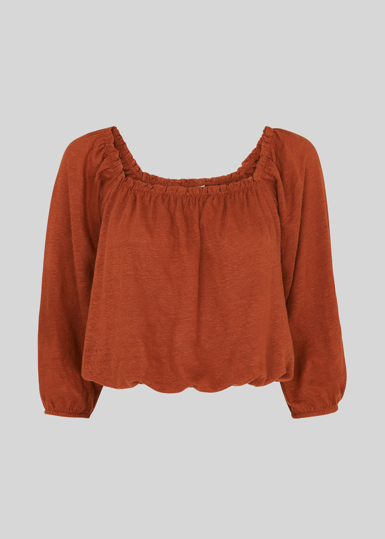 Linen Square Neck Top Rust