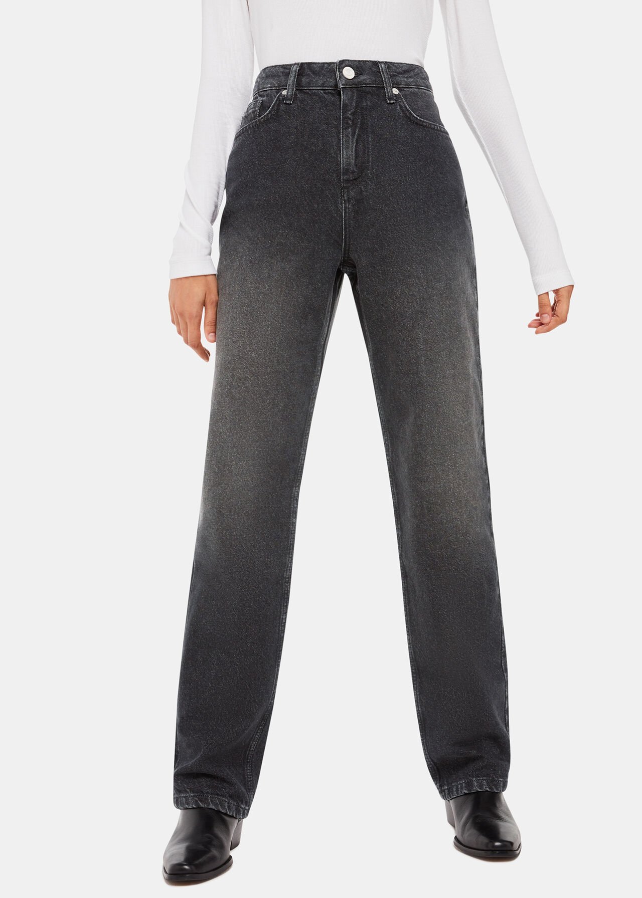 Washed Black Straight Leg Full Length Jean | WHISTLES