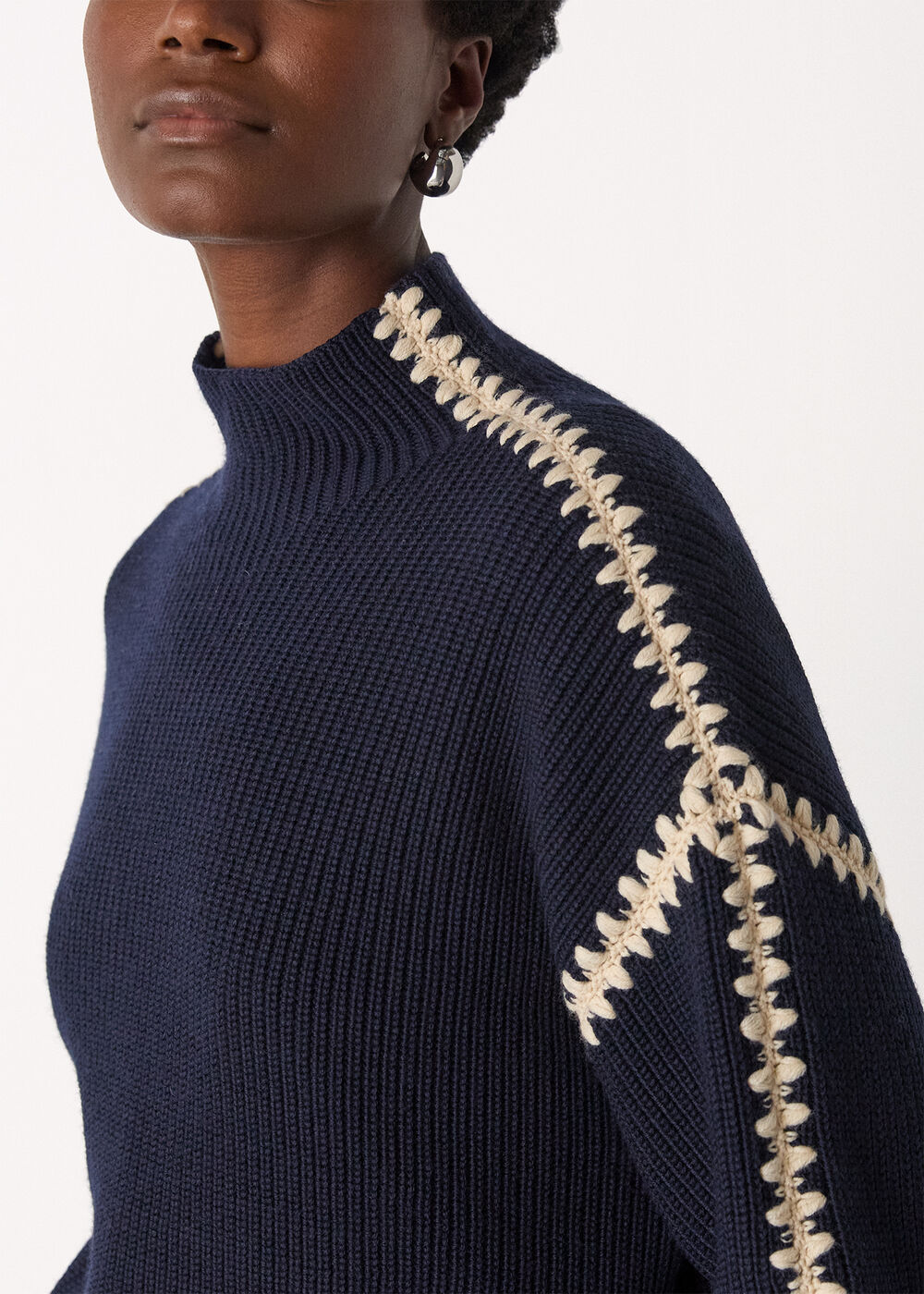 Blanket Stitch Wool Mix Knit