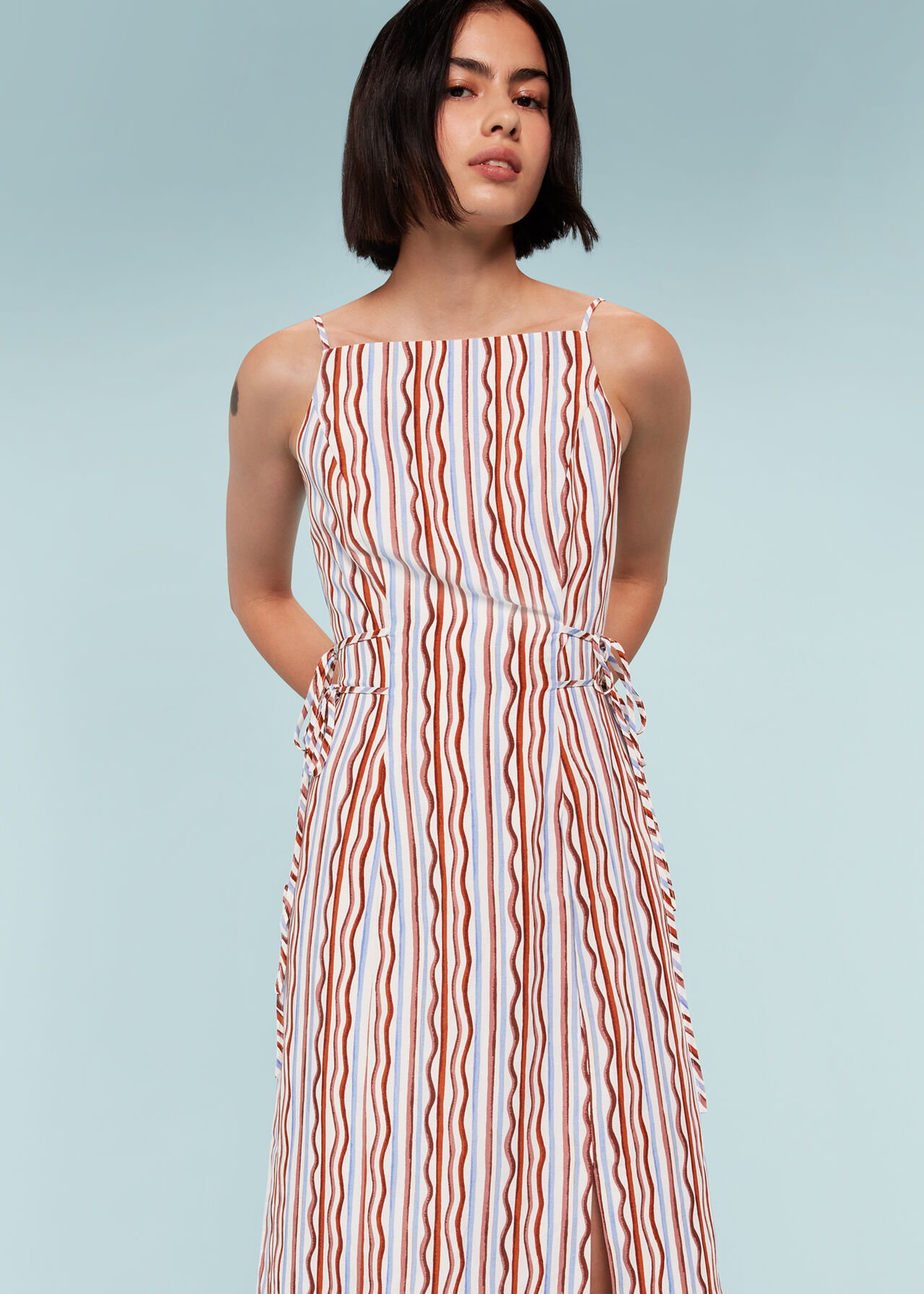 Wiggle Stripe Tie Detail Dress