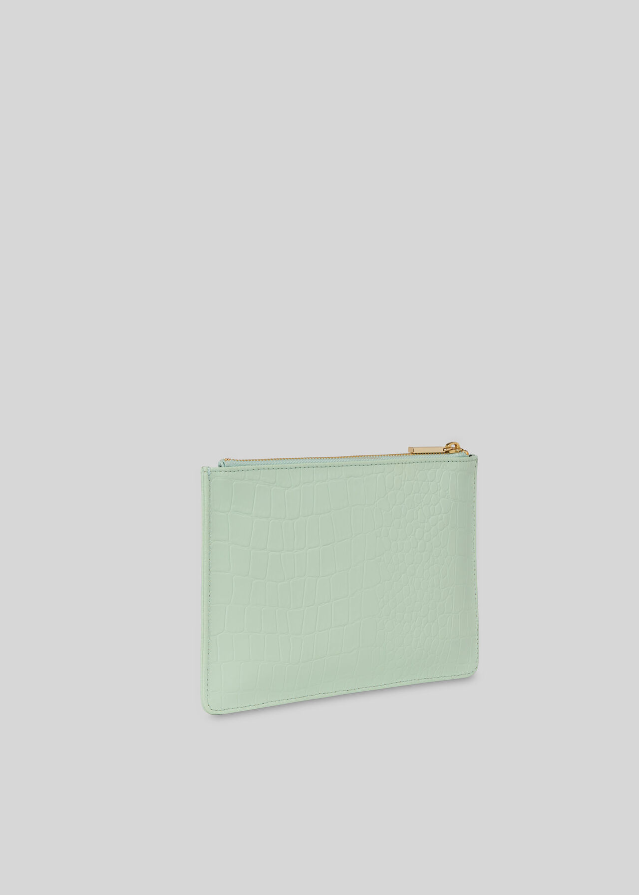 Matte Croc Small Clutch Pale Green