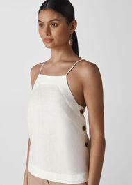Becky Linen Button Detail Cami White