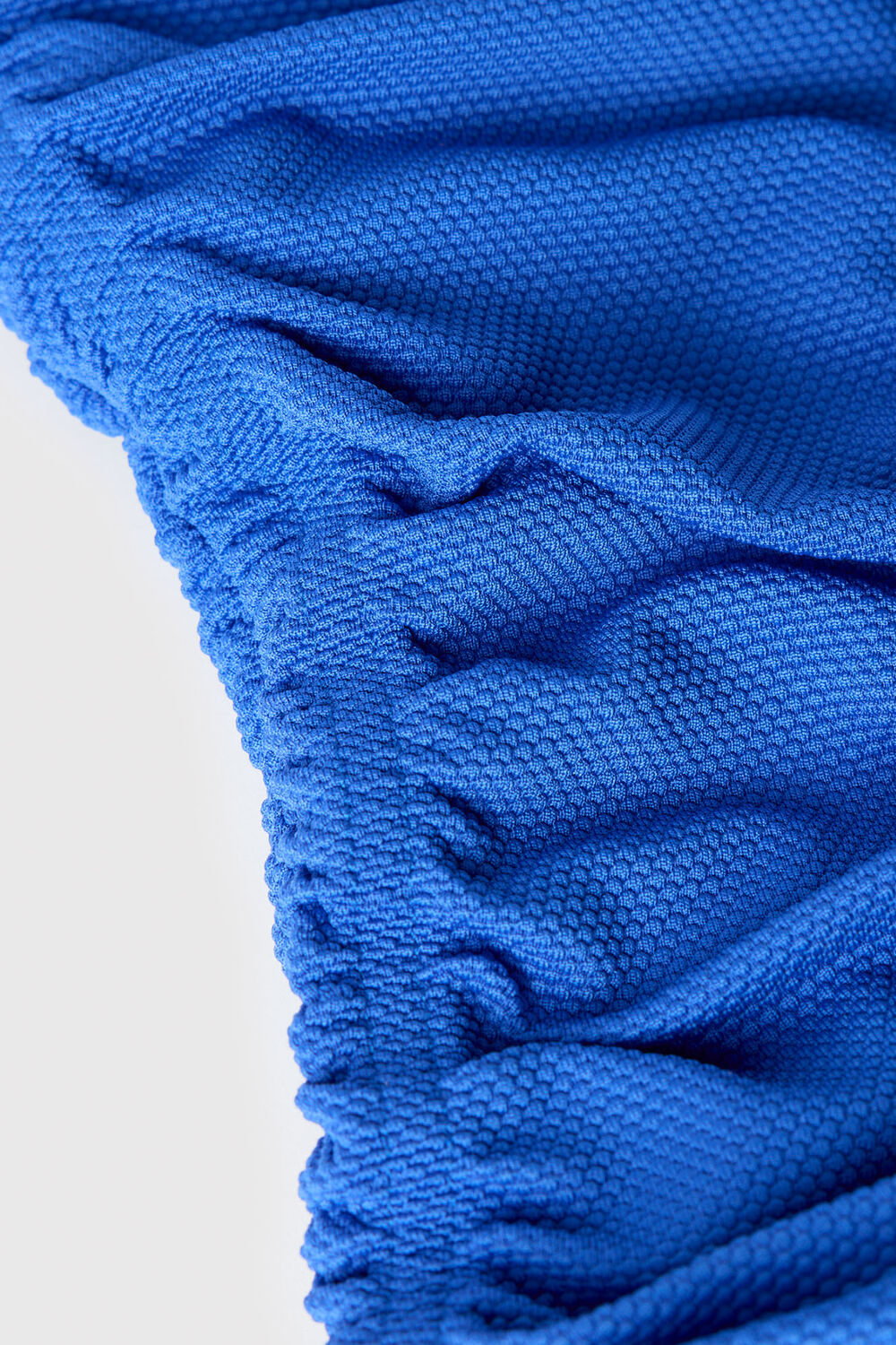 Blue Textured Side Ruched Swimsuit