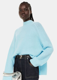 Wool Mix Rib Funnel Neck