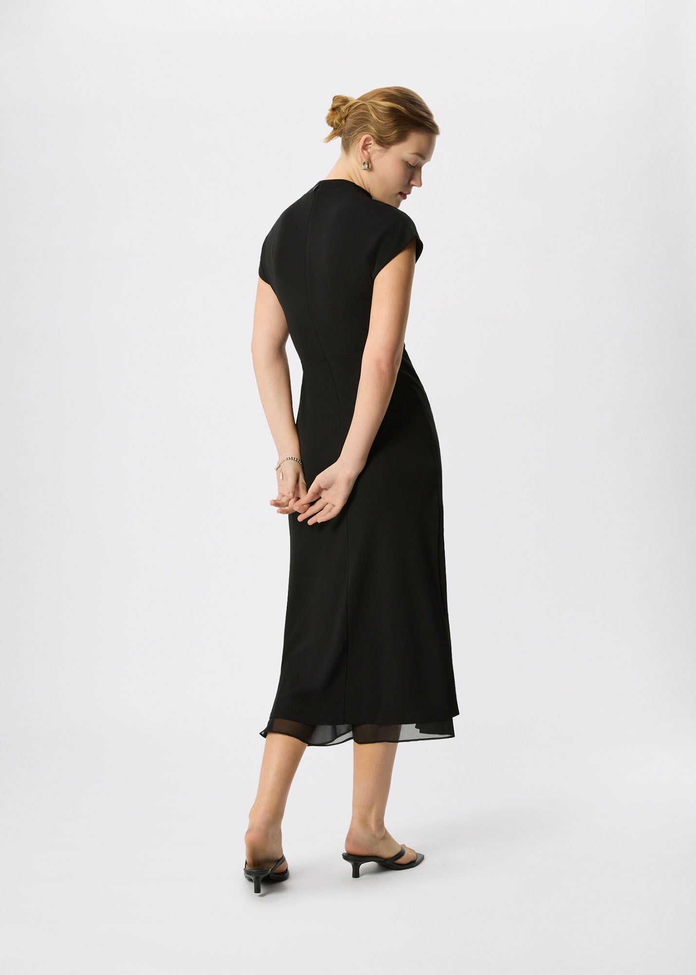 Black Jersey Sheer Underlayer Dress | WHISTLES | Whistles US |