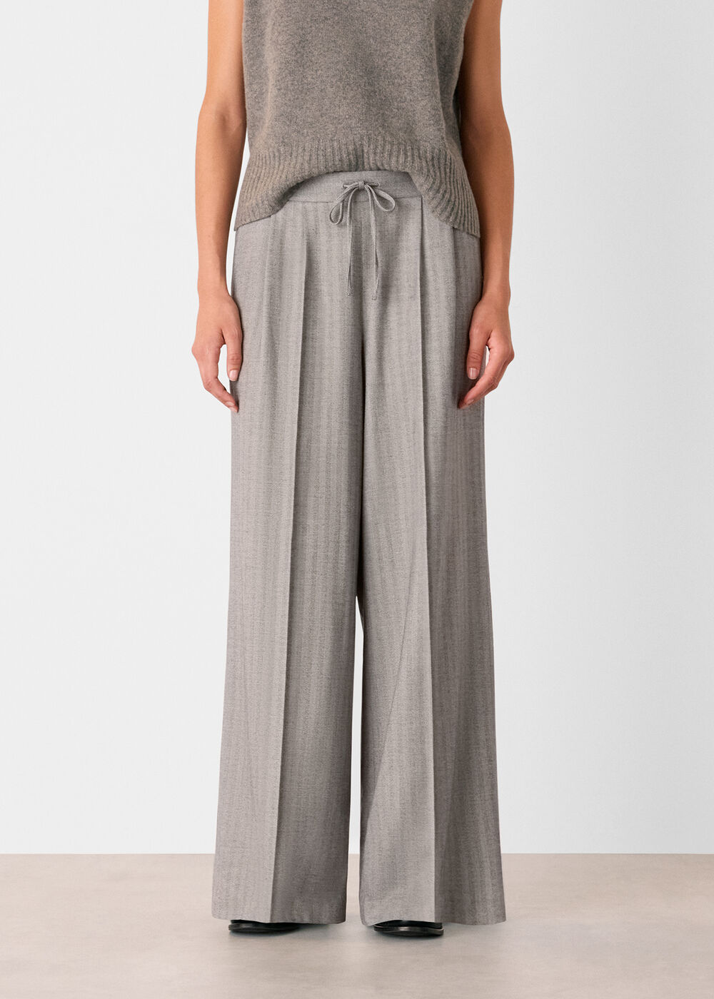 Herringbone Wide Leg Trouser