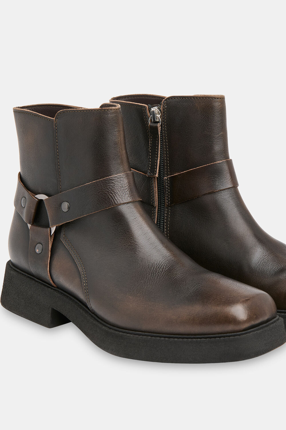 Brown Matteo Burnished Biker Boot