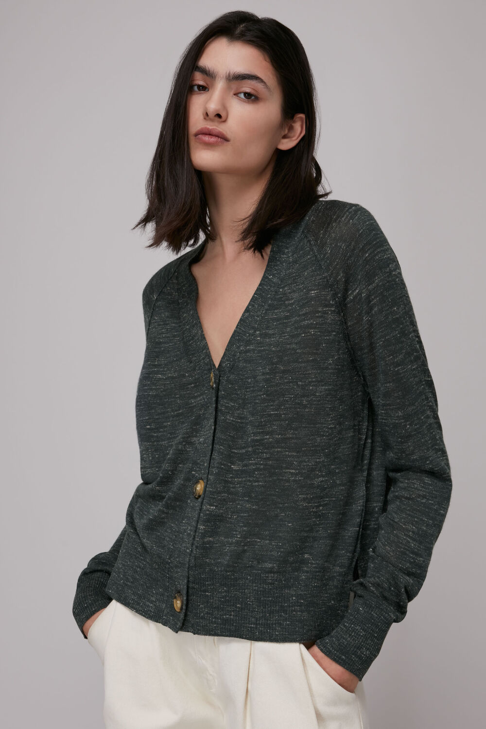 Relaxed Linen Mix Cardigan