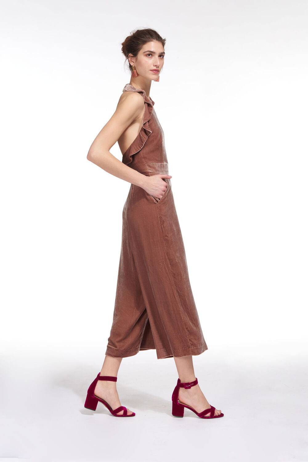 Lola Rose Velvet Jumpsuit Pink