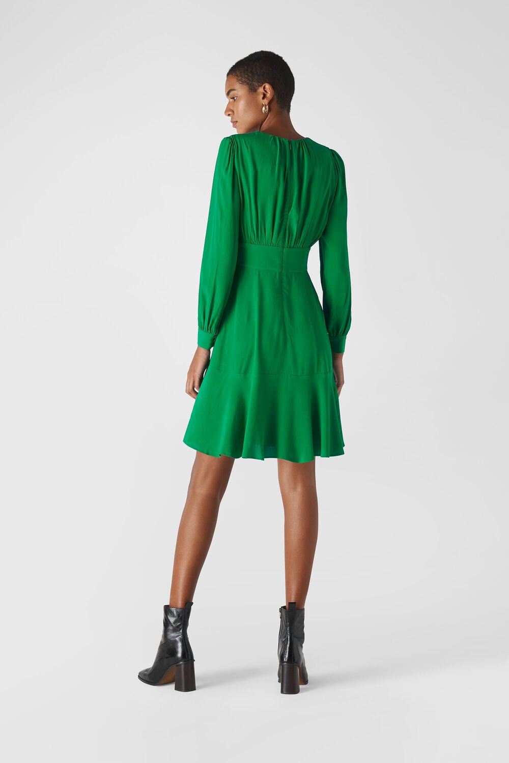 Short Button Through Dress Green