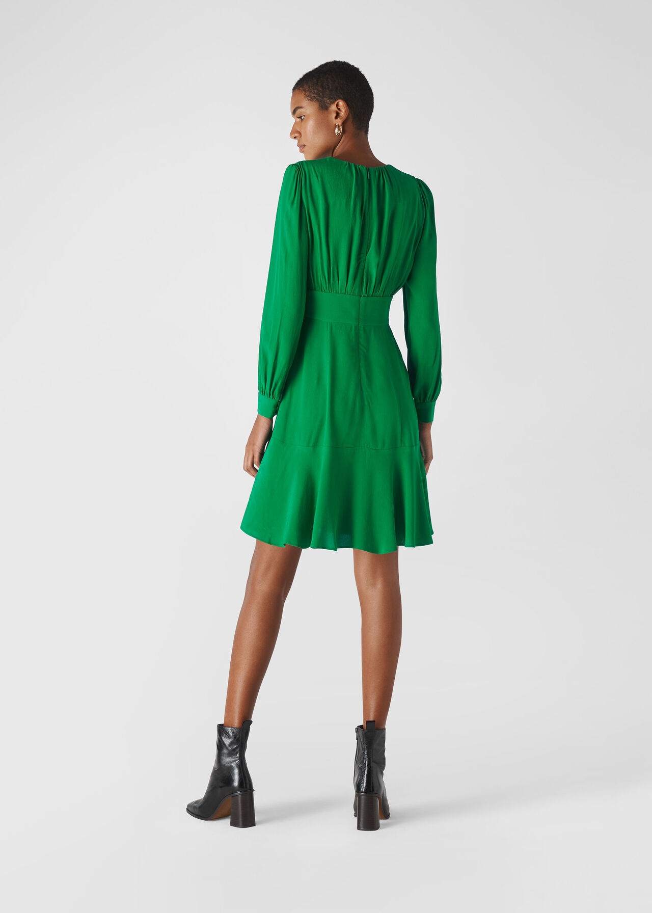 Short Button Through Dress Green