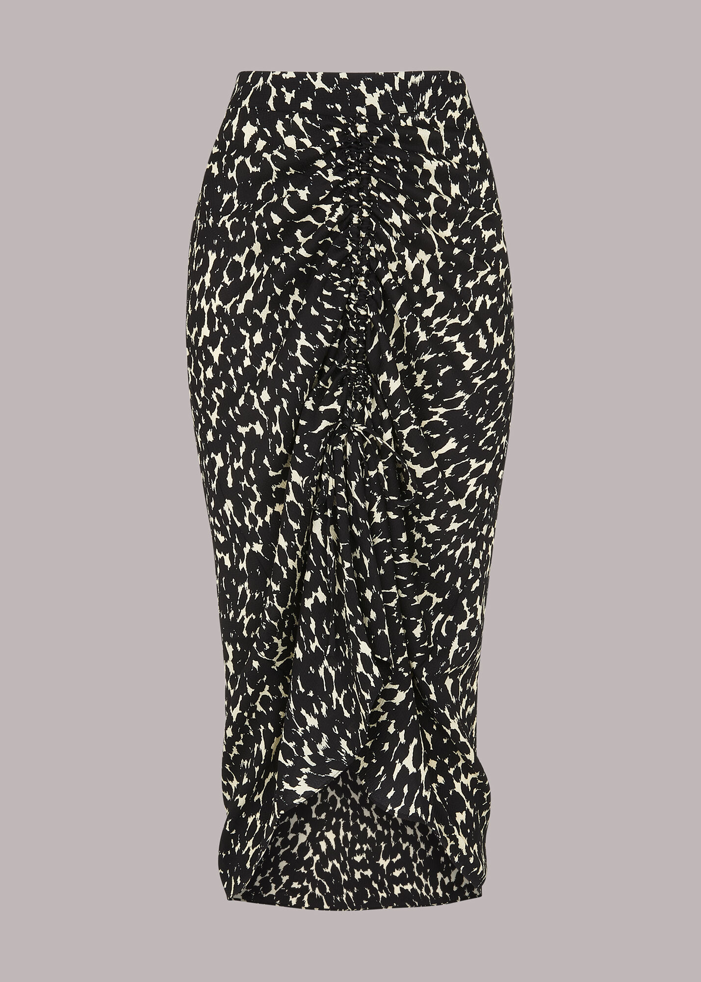 Black Multi Sahara Cat Ruched Skirt WHISTLES