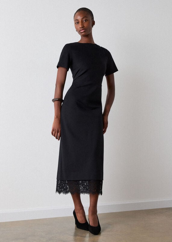 Black Ponte Detachable Lace Dress