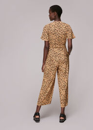 Bark Print Tie Waist Jumpsuit