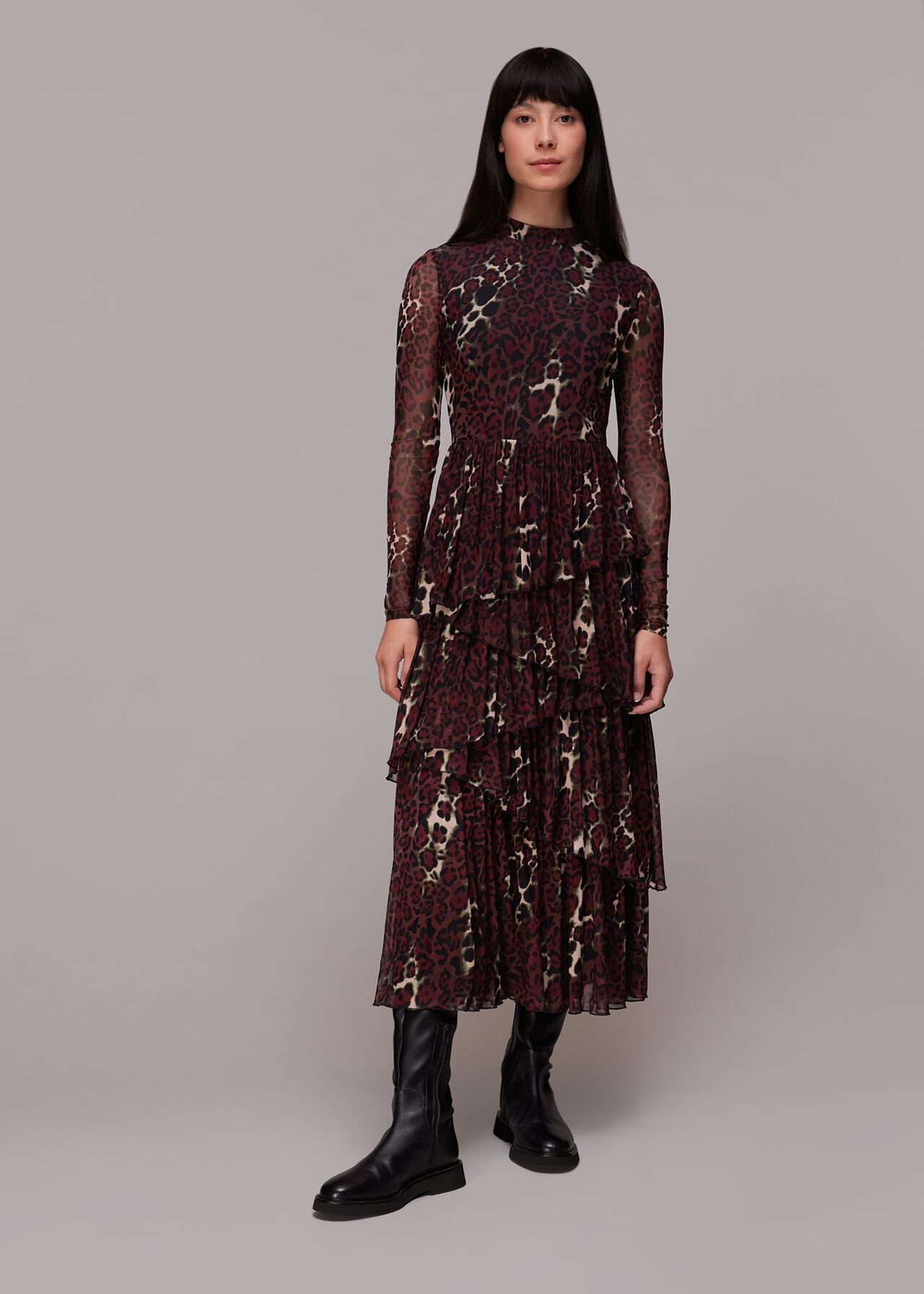 Night Cat Tiered Mesh Dress