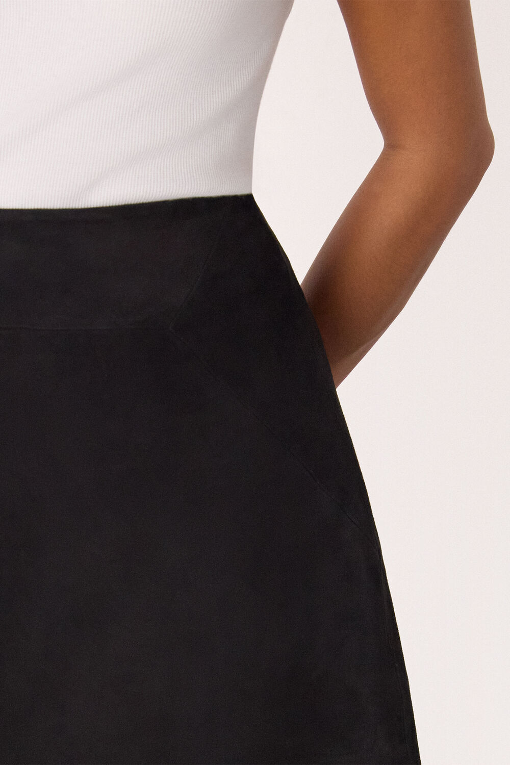 Black Petite Suede A Line Mini Skirt