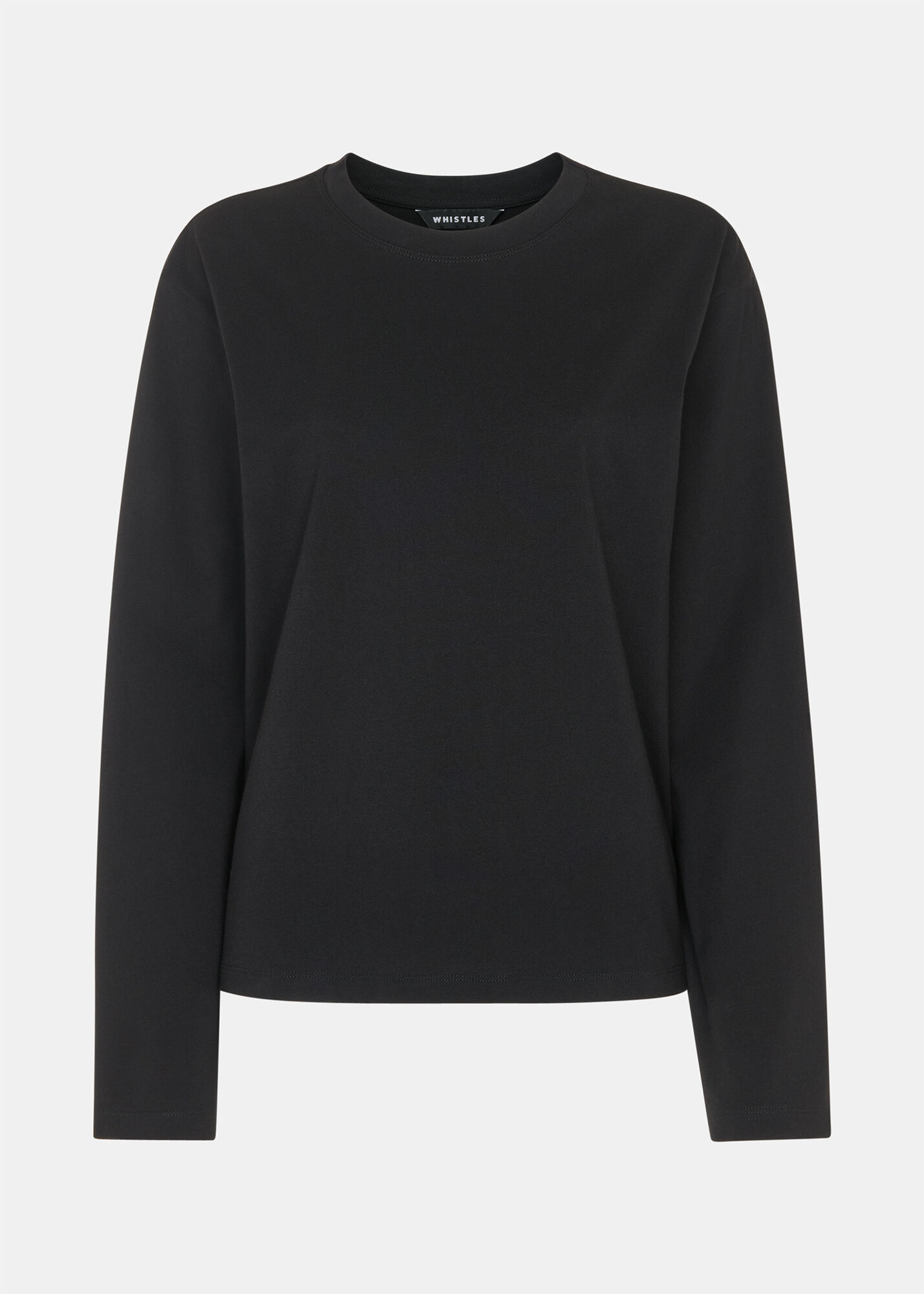 Black Relaxed Long Sleeve Tee | WHISTLES | Whistles UK |