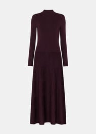 Funnel Neck Pleated Knit Dress
