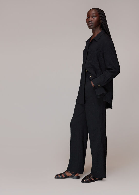 Black Luna Crinkle Trouser