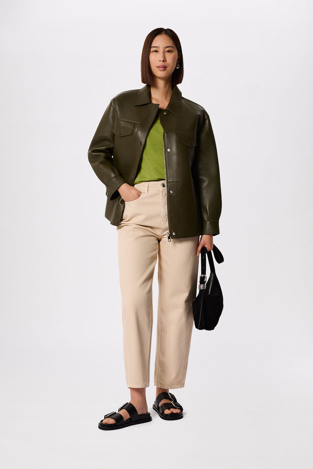 Green Willa V-Neck Cap Sleeve Tee