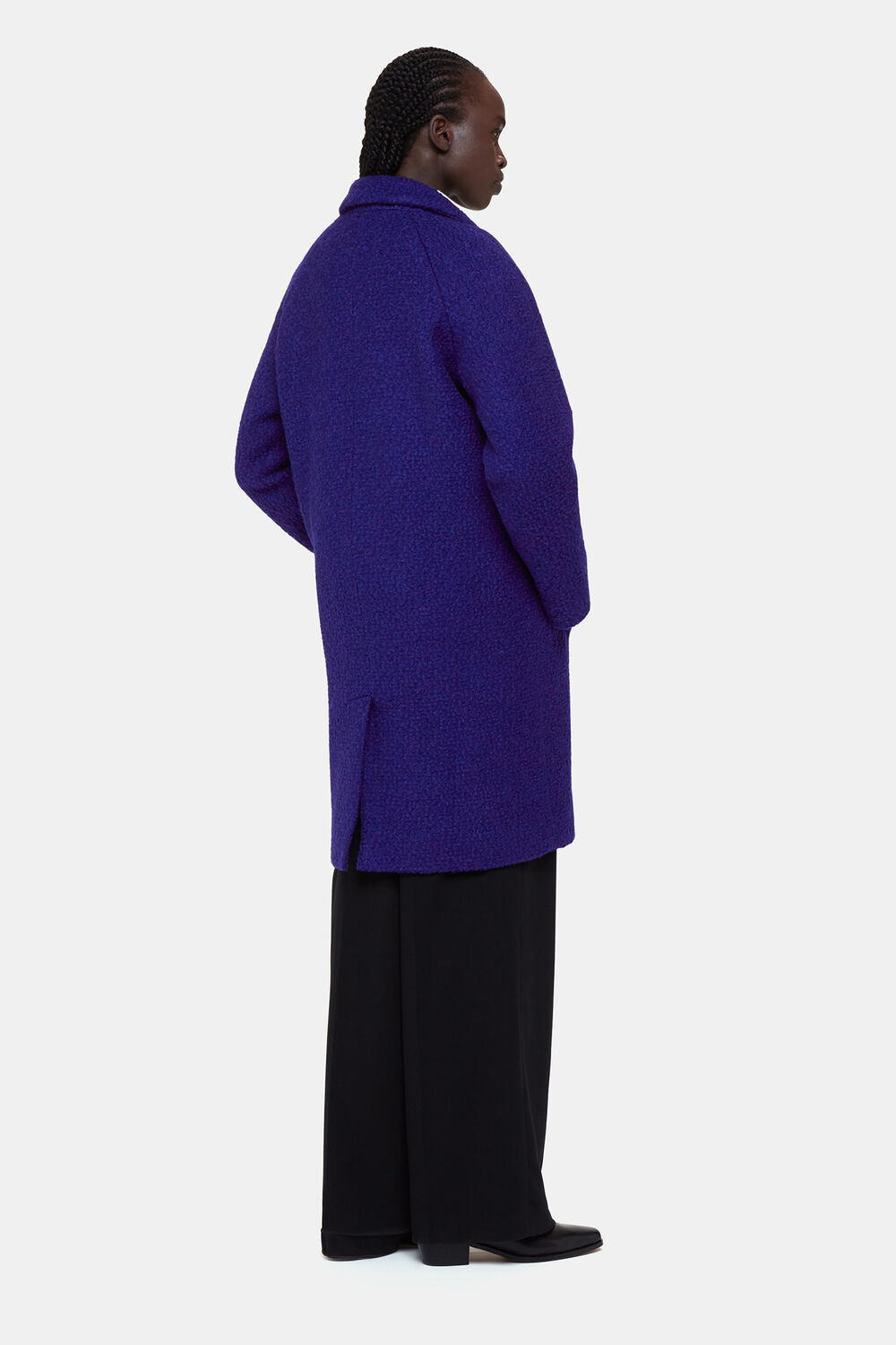 Blue Anita Wool Boucle Coat