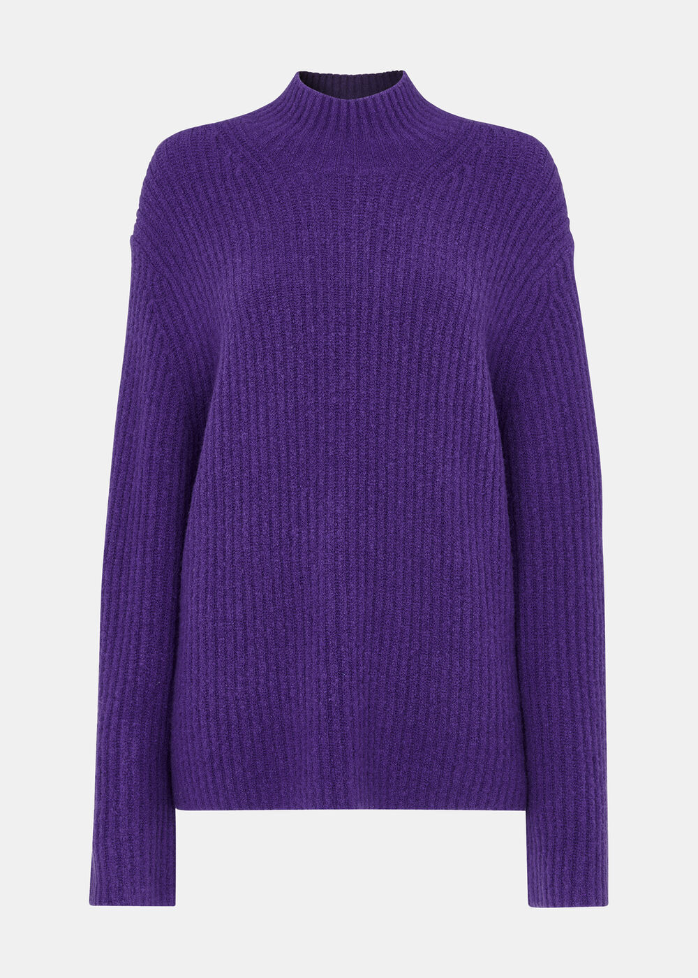 Wool Mix Rib Funnel Neck