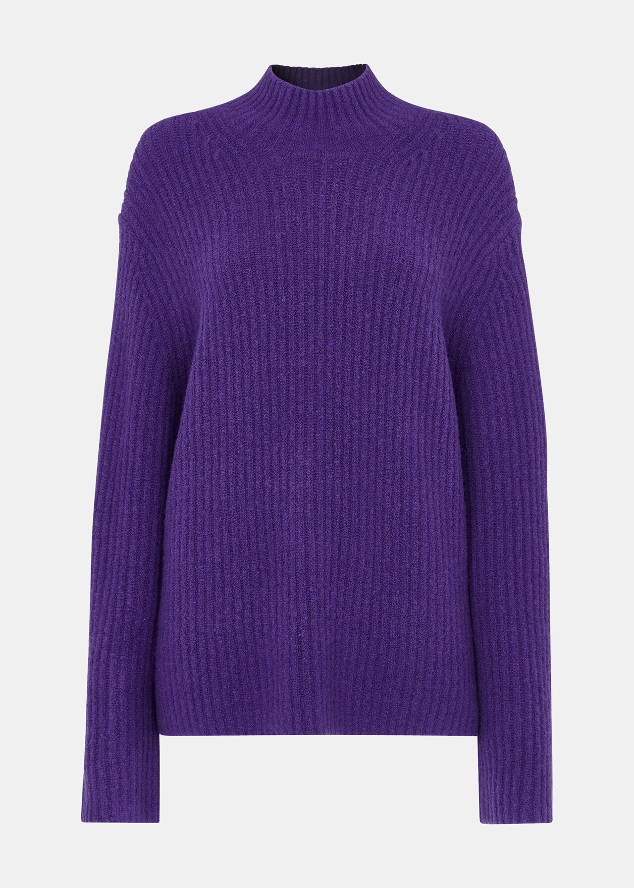 Wool Mix Rib Funnel Neck