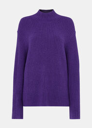 Wool Mix Rib Funnel Neck