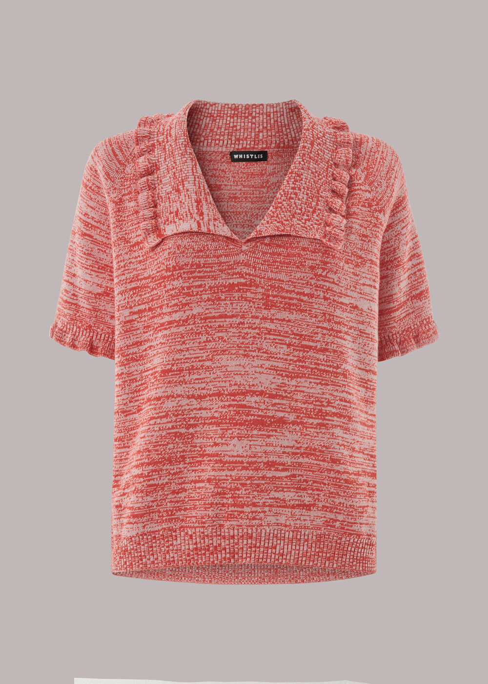 Frill Collar Short Sleeve Knit