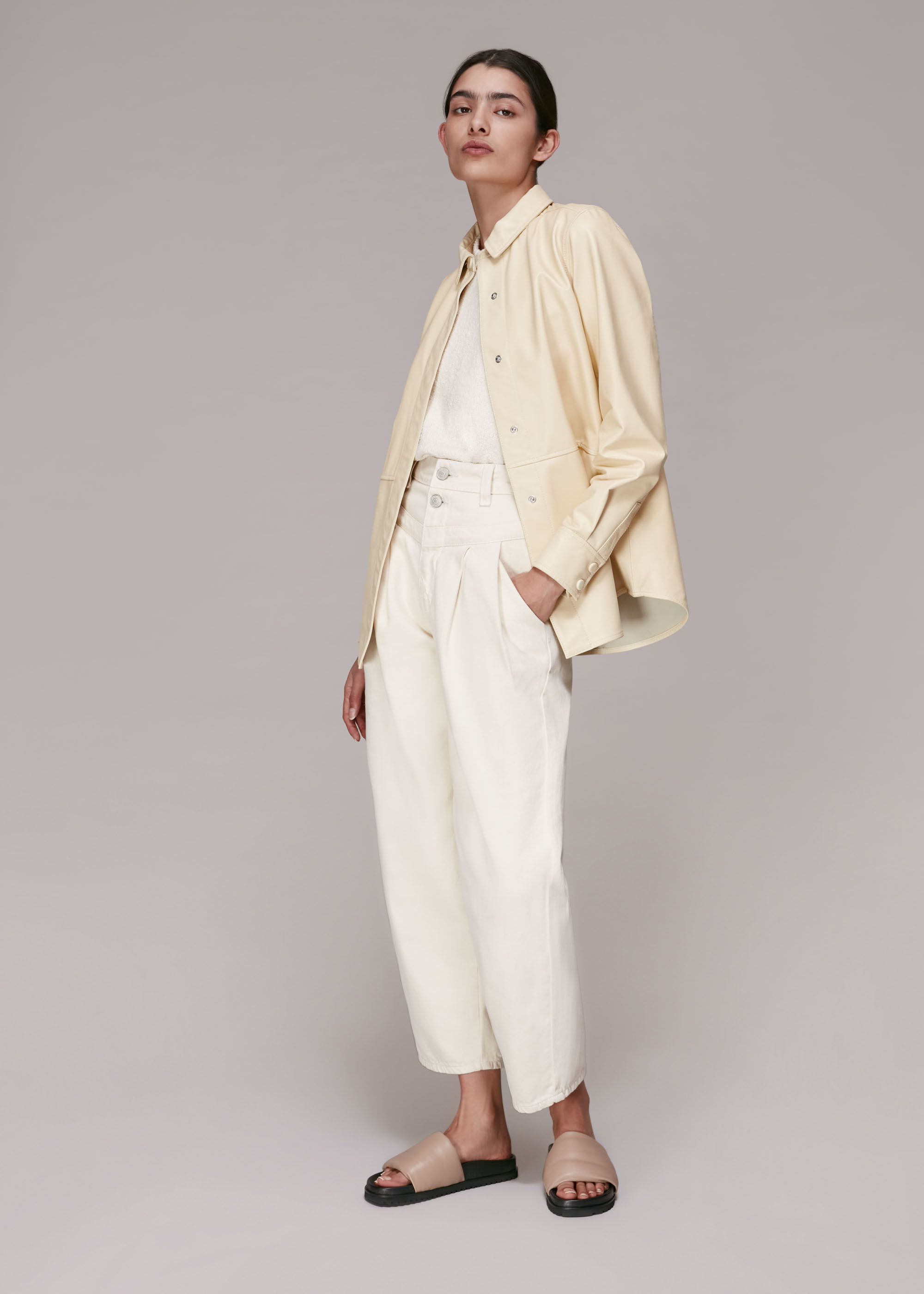 Yellow leather shirt hot sale