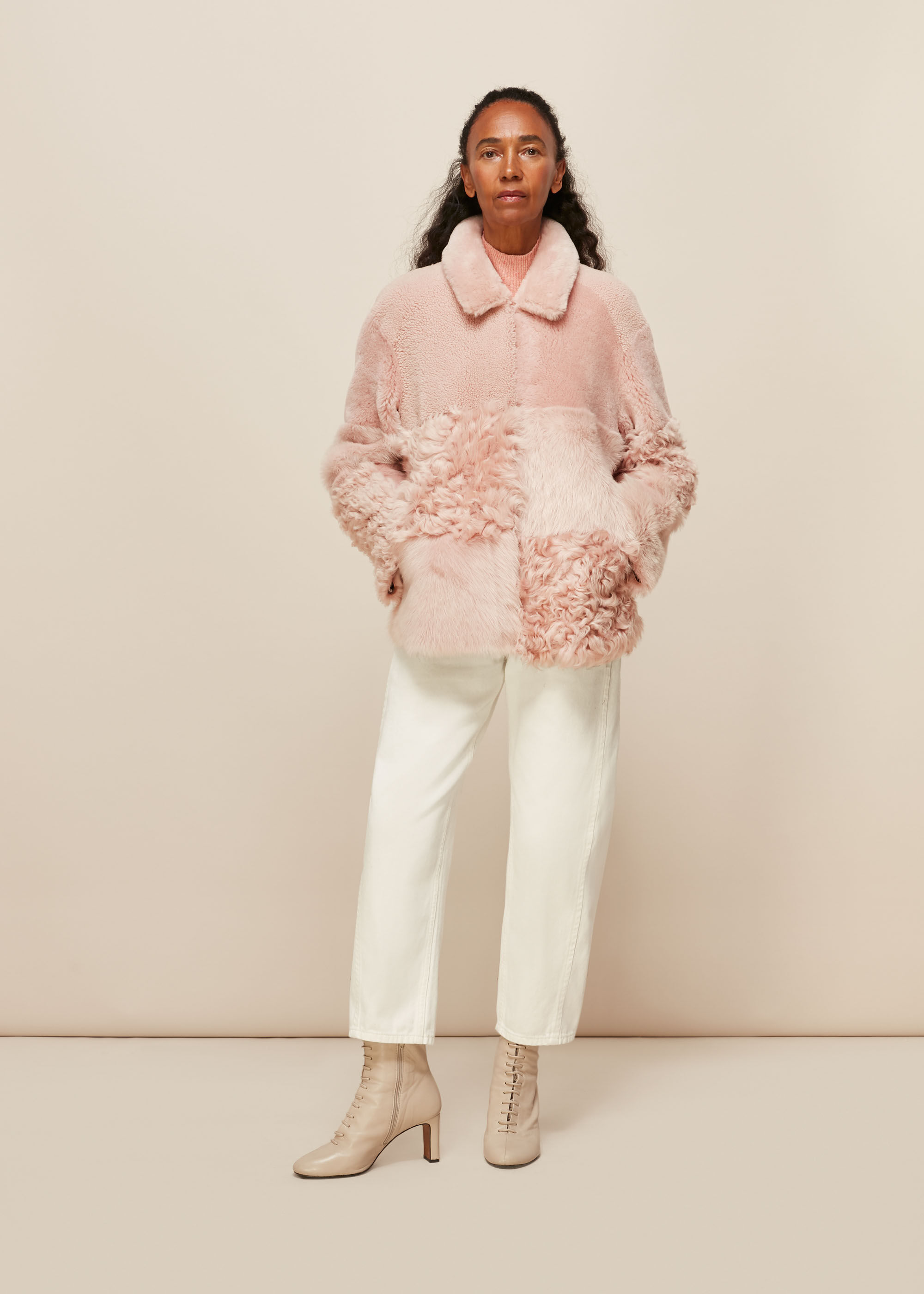 Pink clearance sheepskin coat