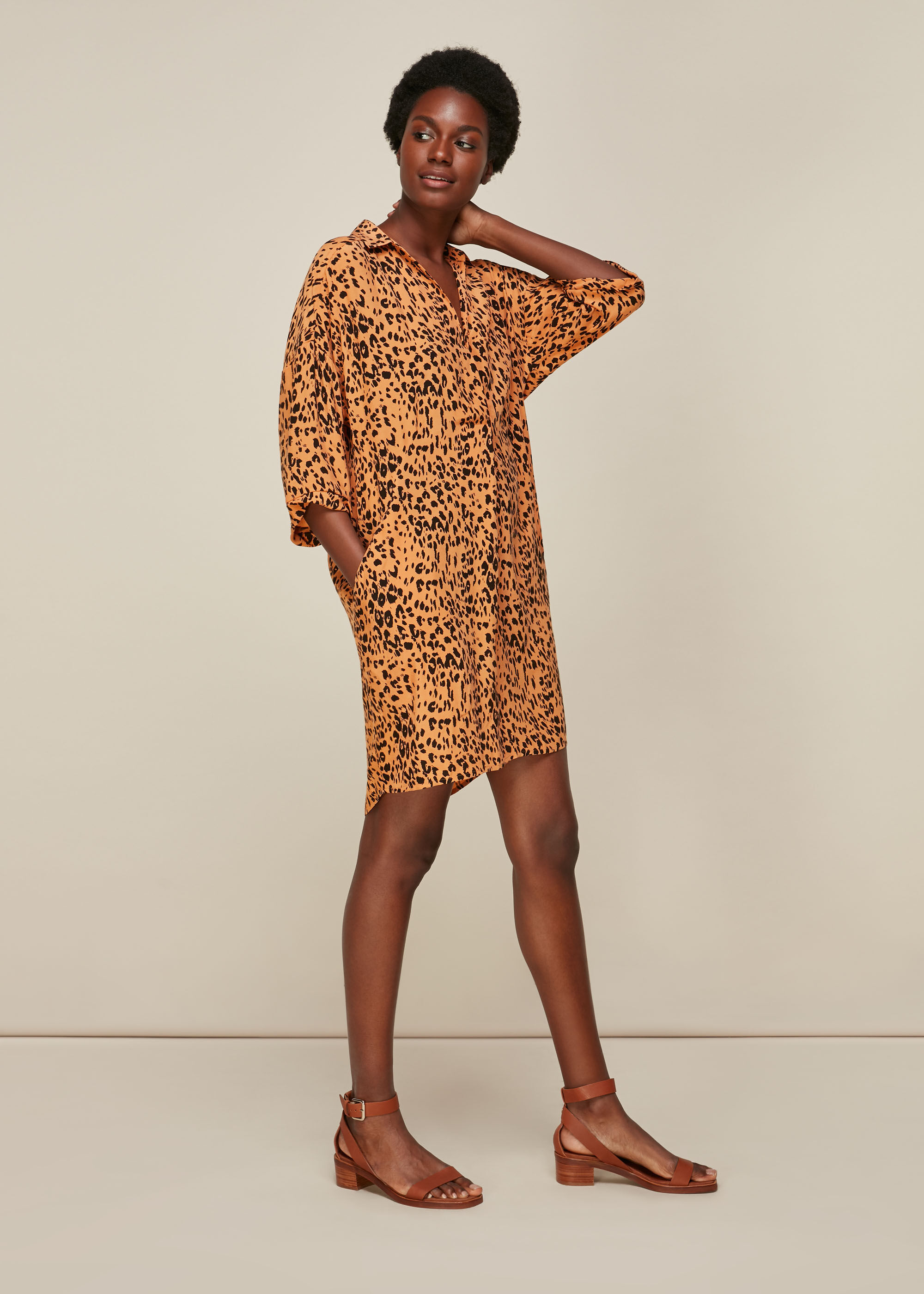 Whistles lola on sale cheetah print dress