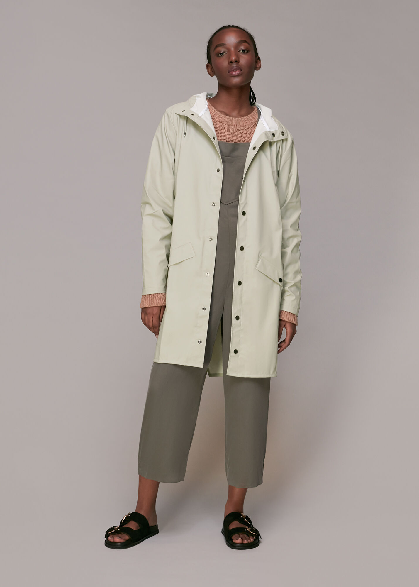 Rains on sale long jacket