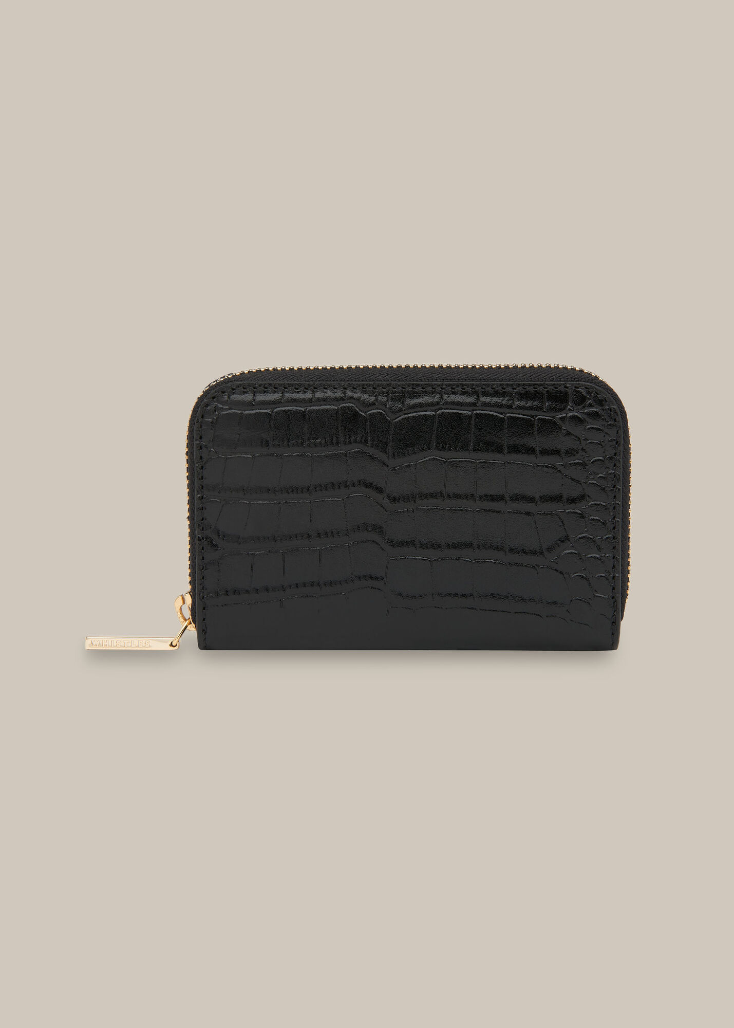 Whistles Women Kira Shiny Croc Zip Purse - Black - One Size