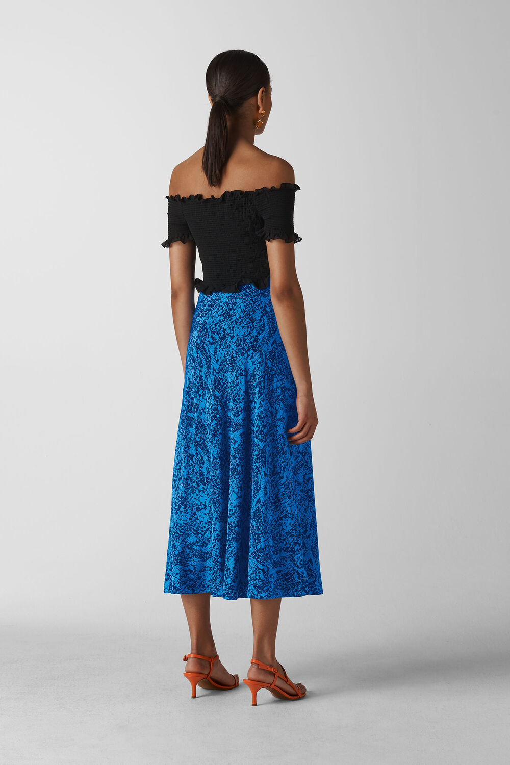 Snake Print Silk Skirt Blue/Multi