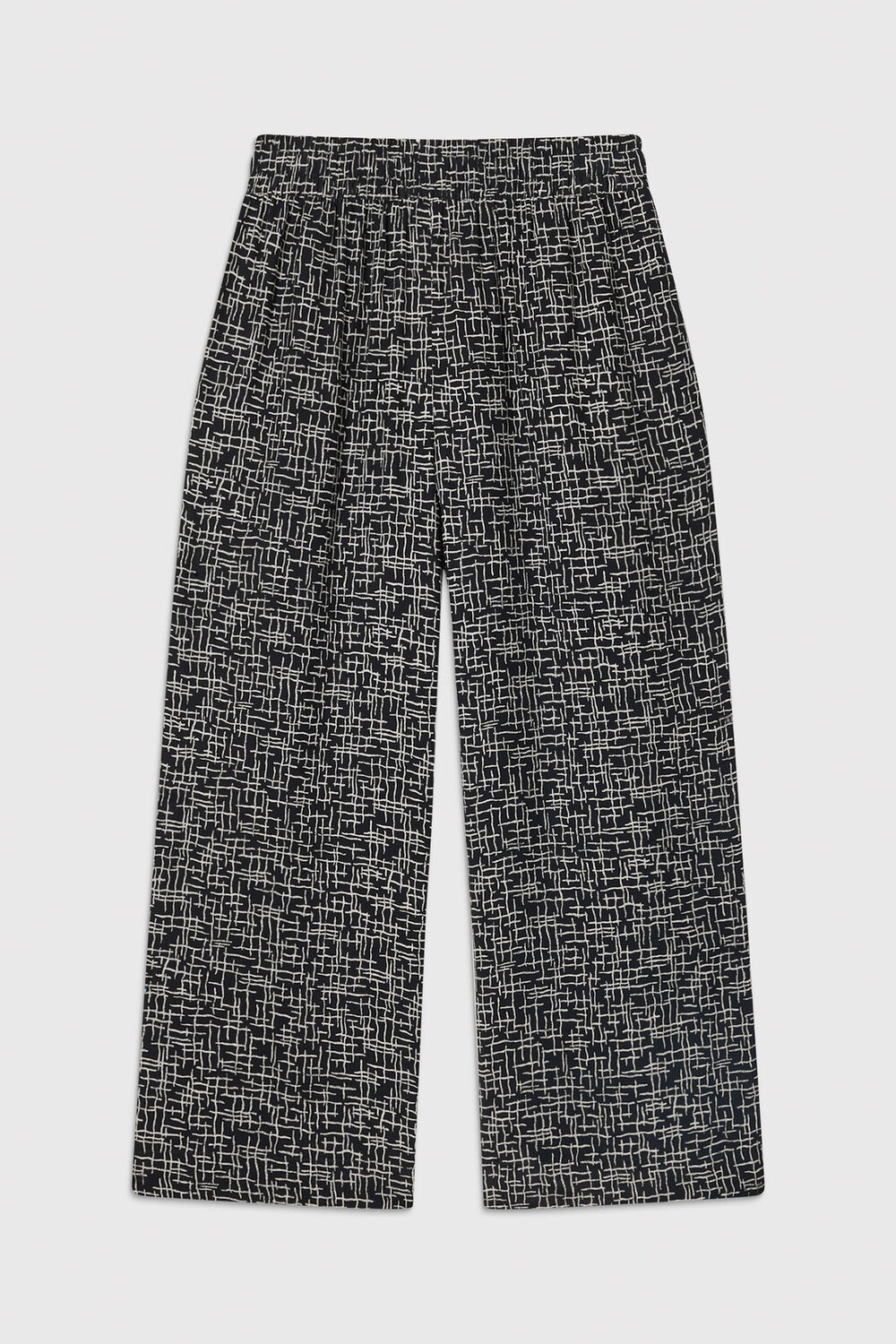Black Petite Woven Grid Crop Trouser