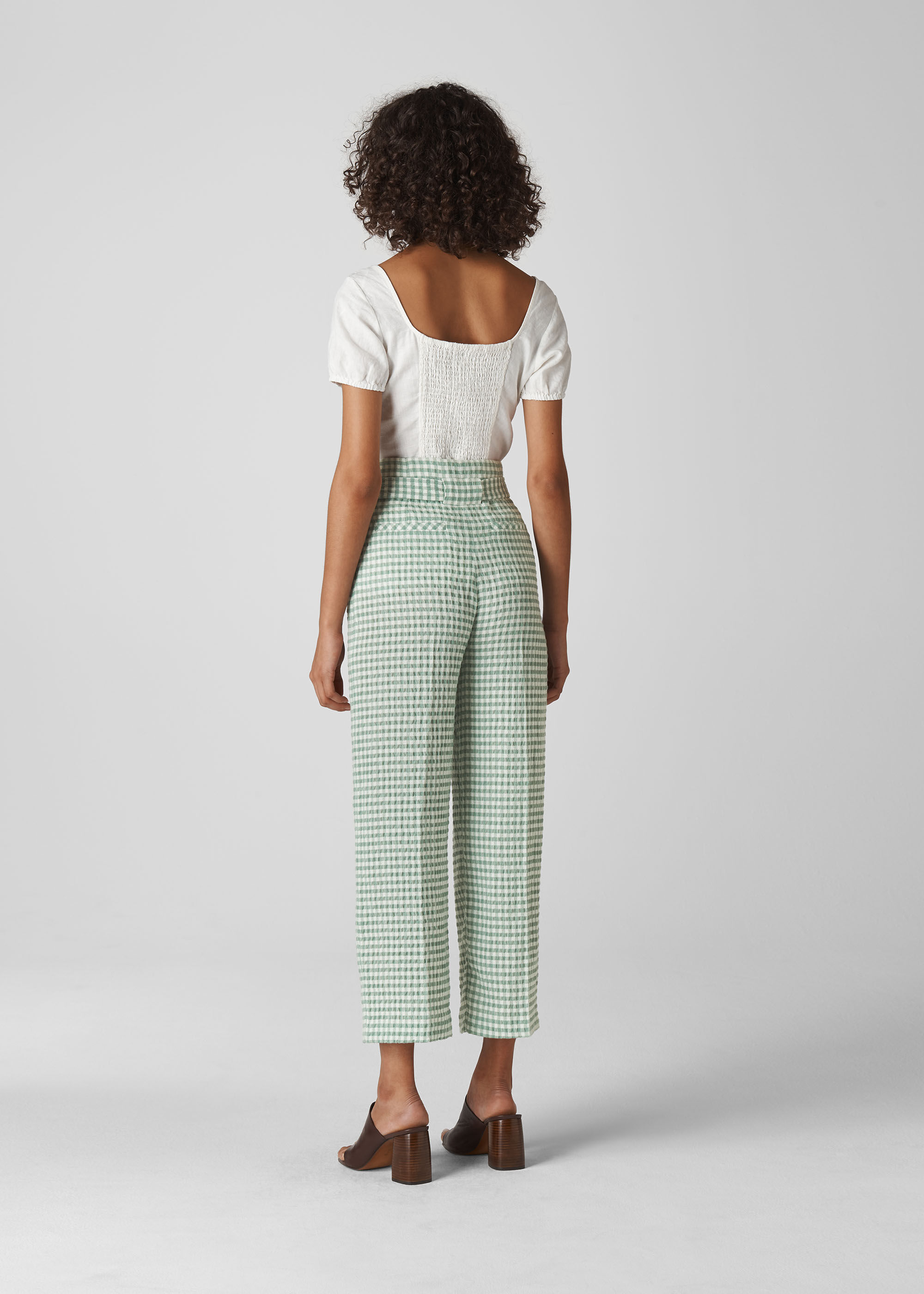 Green gingham trousers outlet