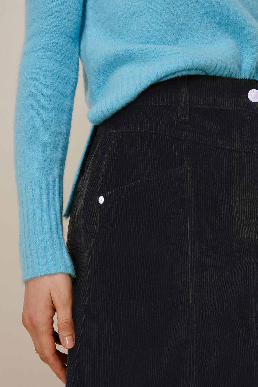 Cord A Line Skirt Black