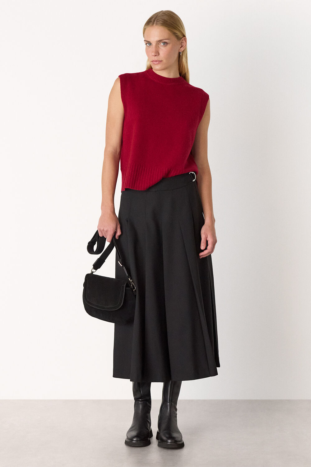 Dark Red Wool Sleeveless Tank