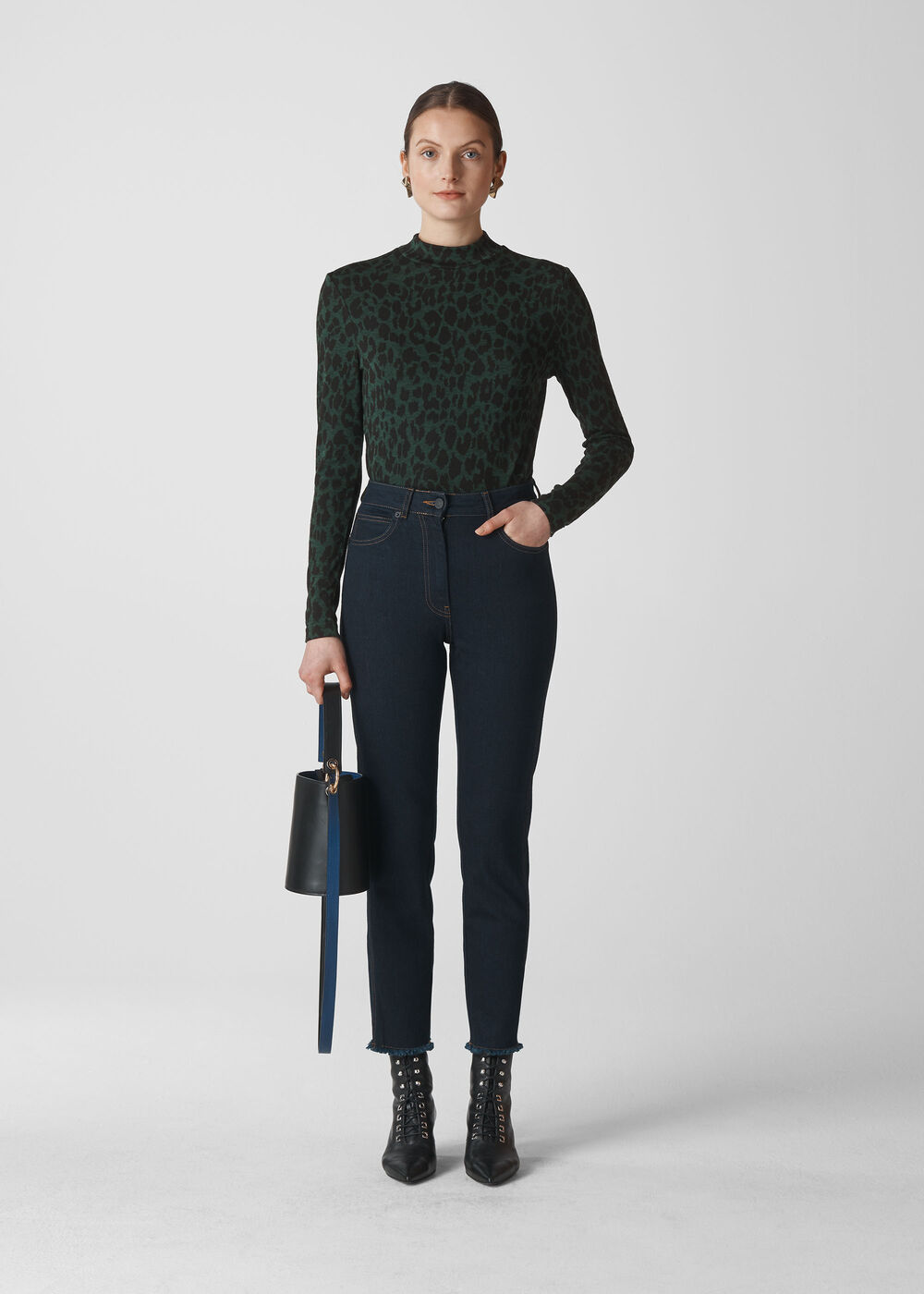 Animal High Neck Top Green/Multi