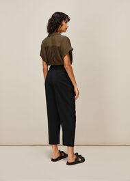 Belted Casual Crop Trouser Black