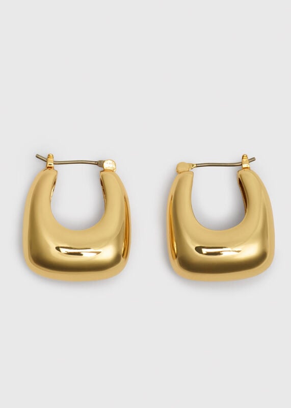 Gold Chunky Curved Square Earring