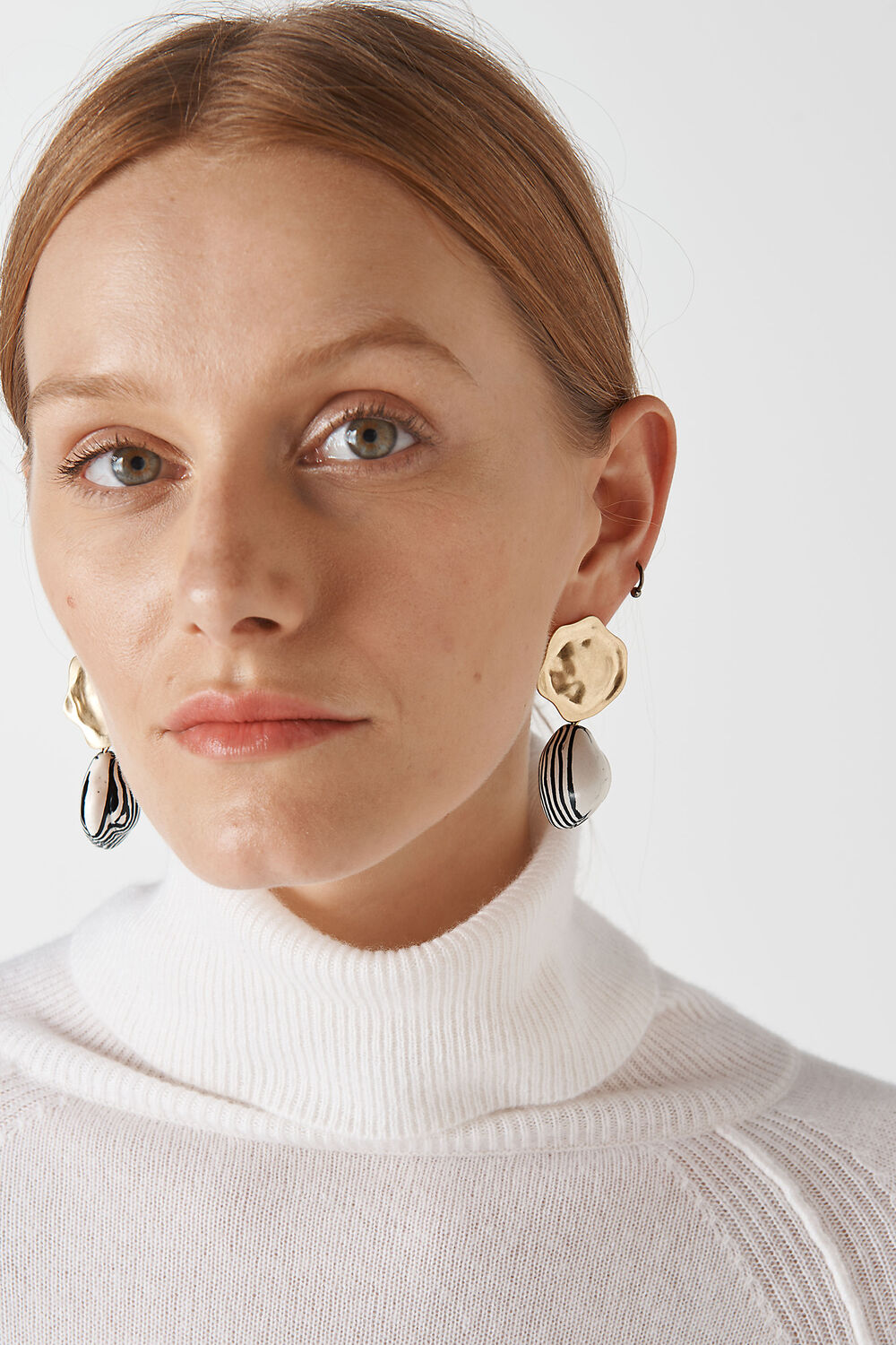 Striped Stone Drop Earring Gold