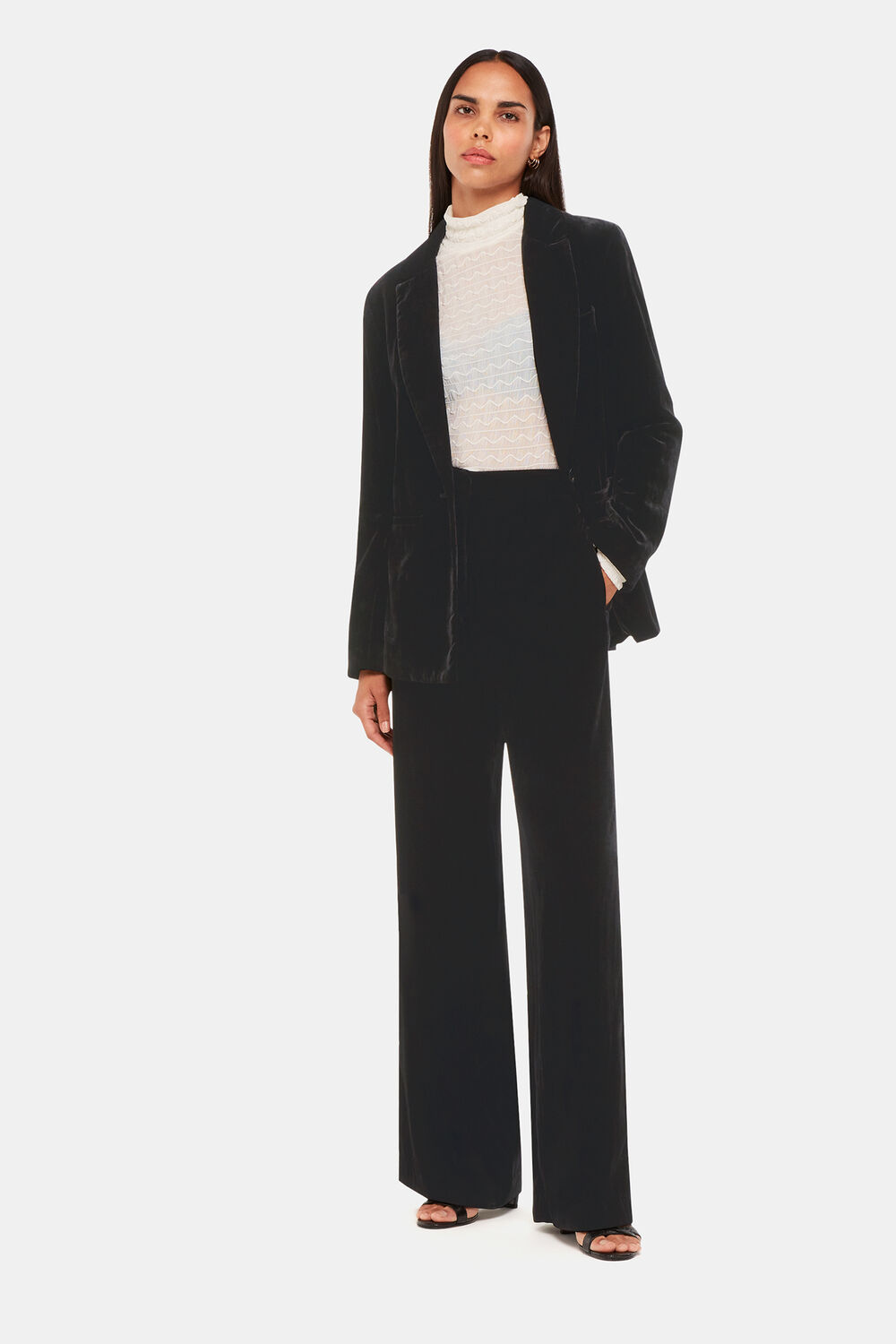 Black Full Length Velvet Trouser