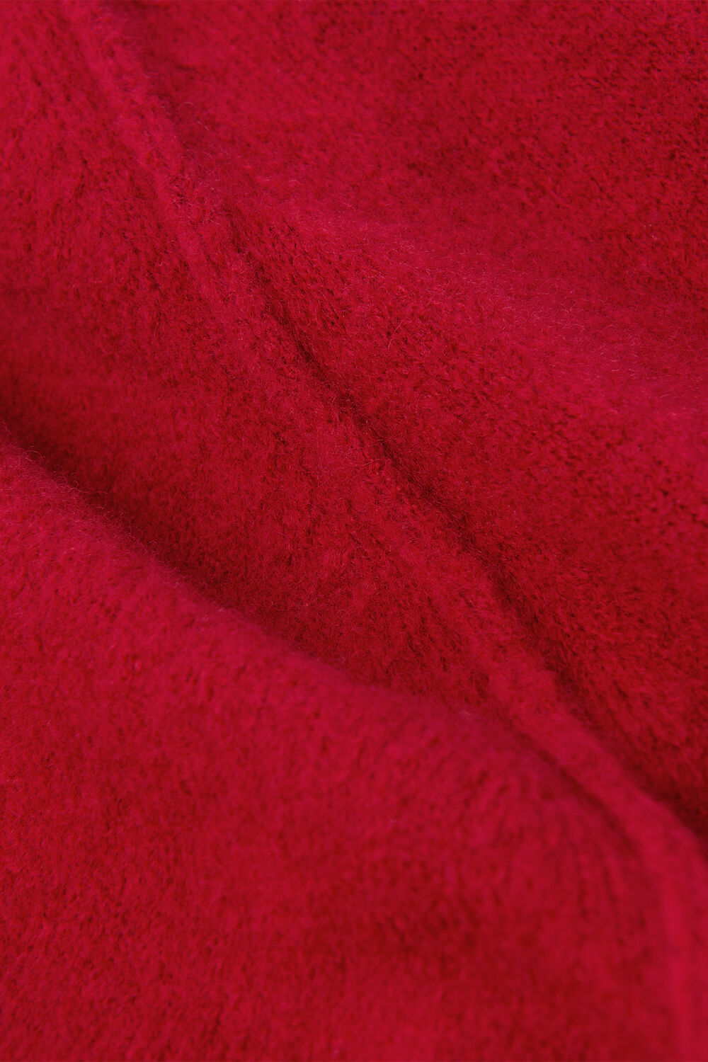 Red Wool Mix Split Funnel Knit