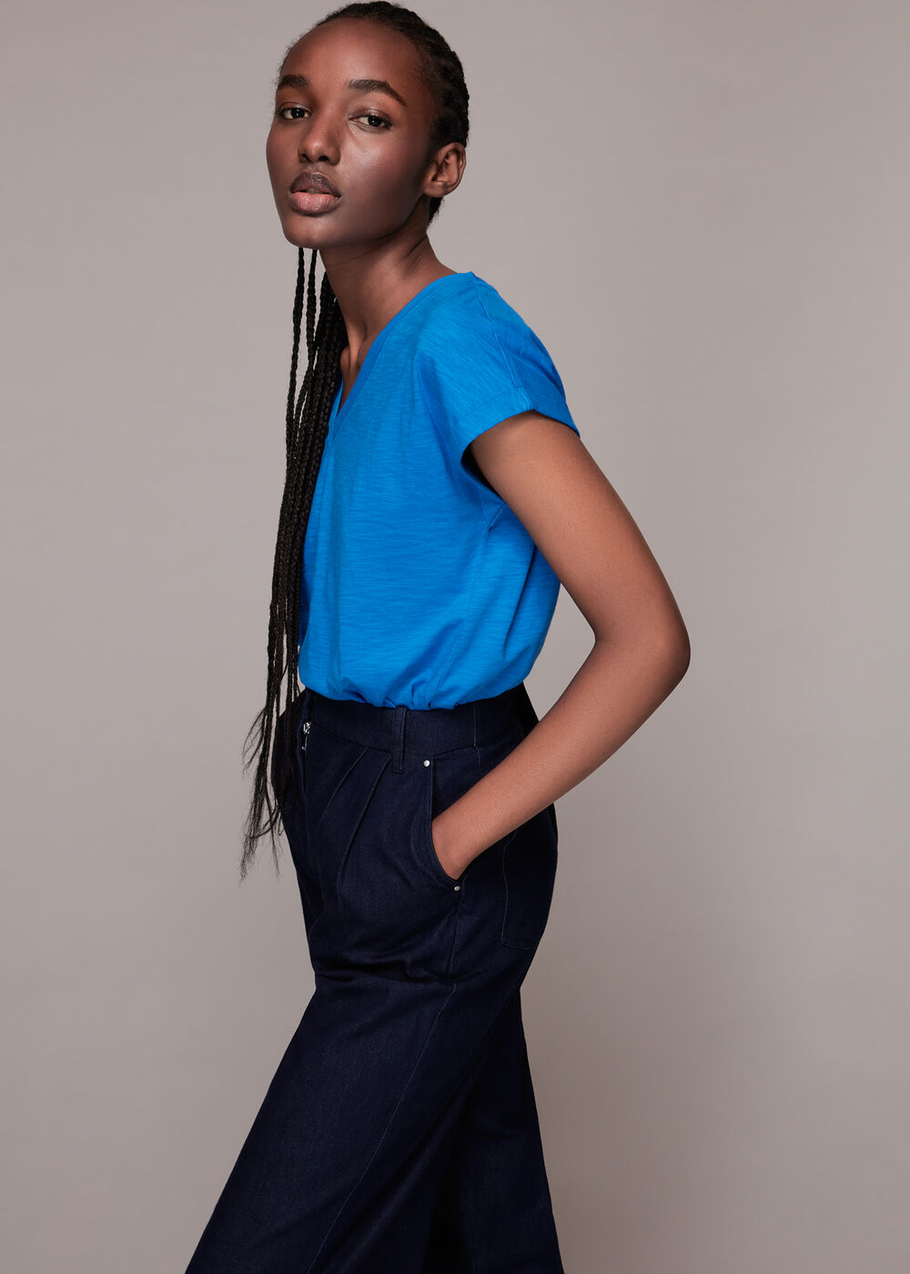 Willa V Neck Cap Sleeve Tee
