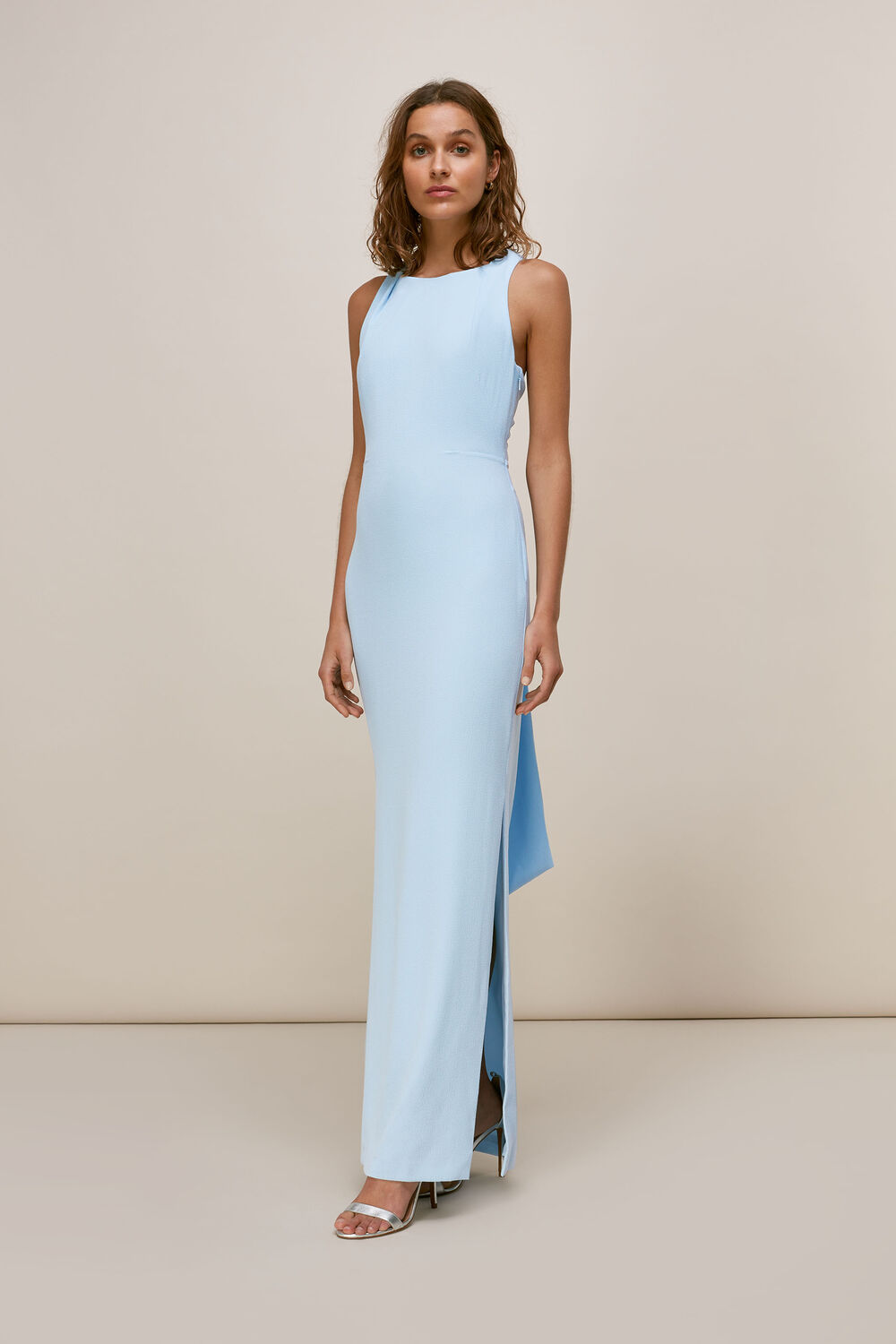 Pale Blue Tied Back Maxi Dress