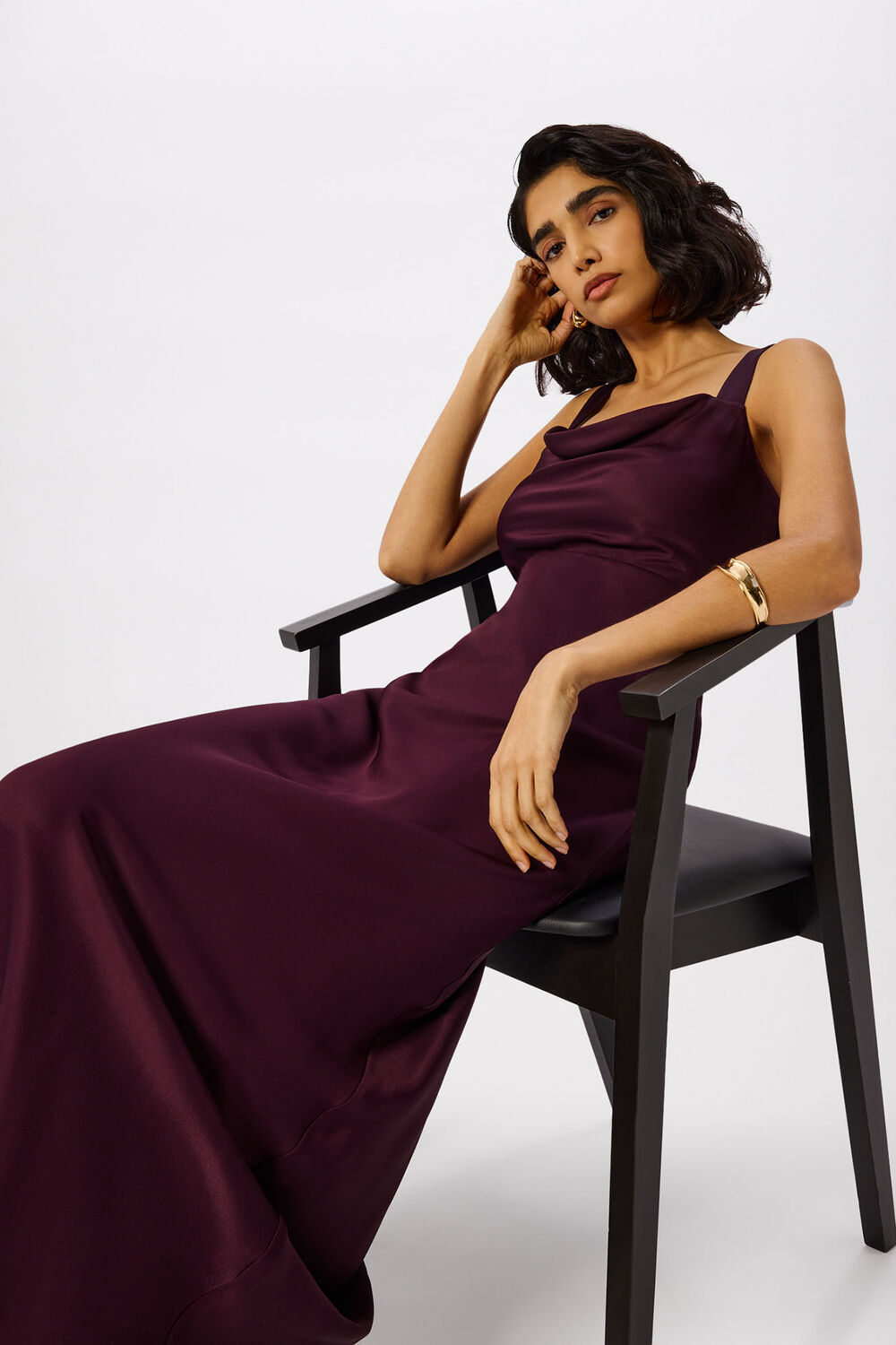 Thea Cowl Satin Maxi Dress