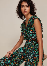 Forest Floral Print Jumpsuit Black/Multi