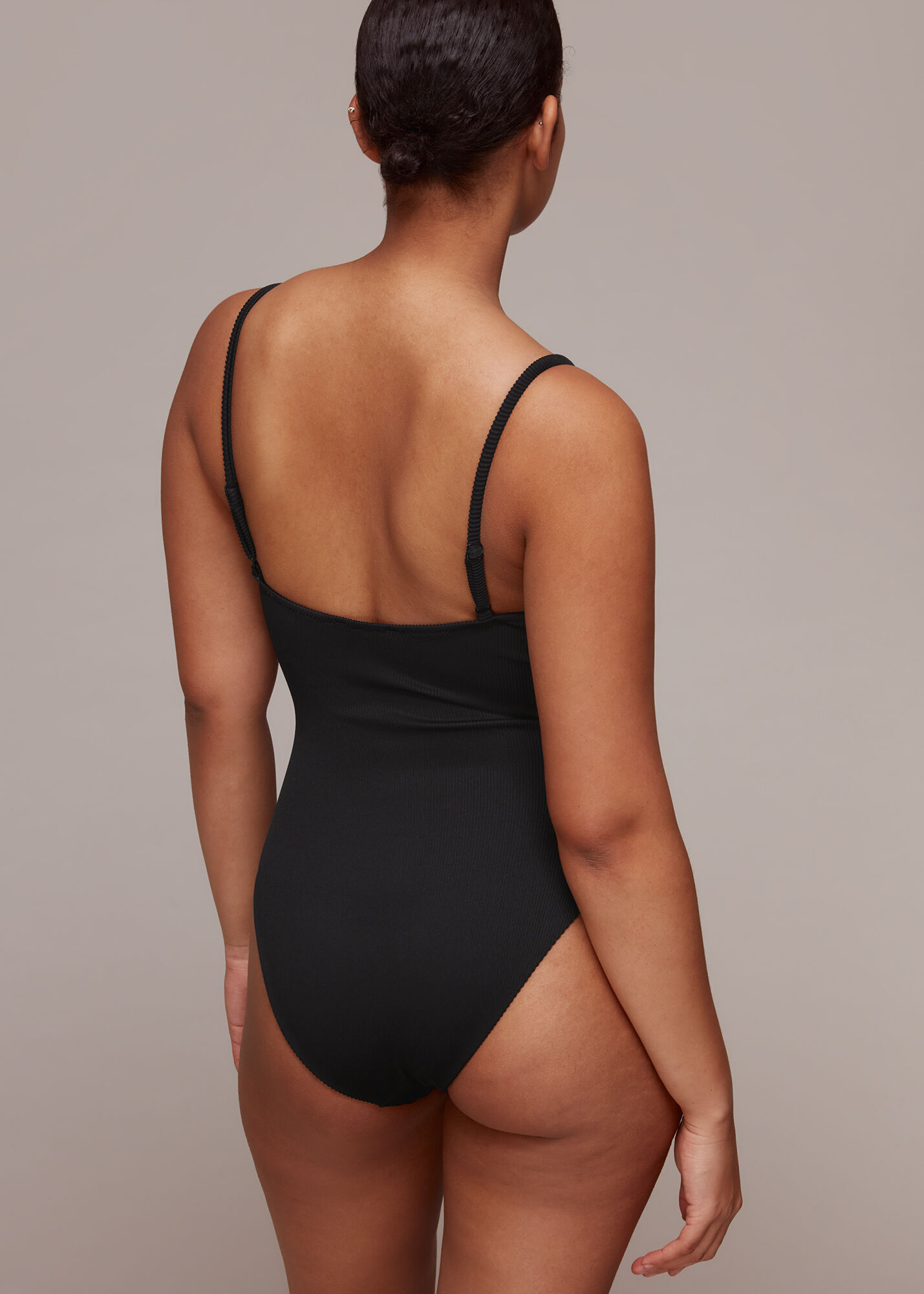 Ribbed black swimsuit top